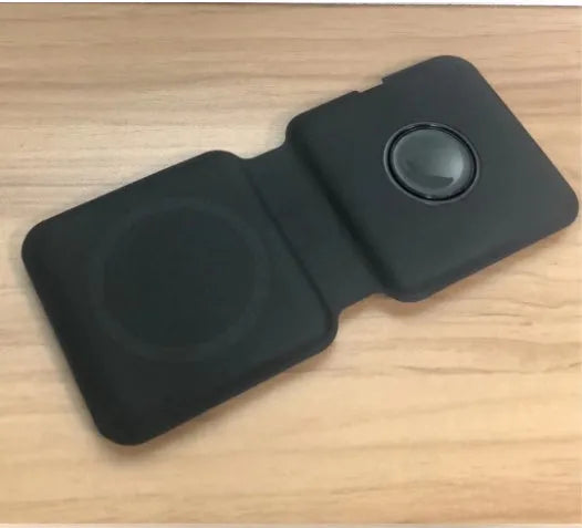 White folding dual magnetic wireless charger showing 180° adjustable angle and dual charging surfaces