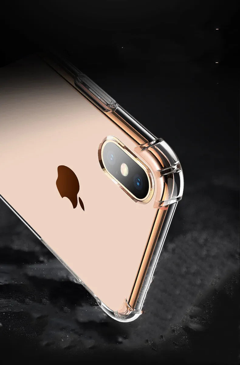 Transparent white TPU shockproof protective case for Apple iPhone models.