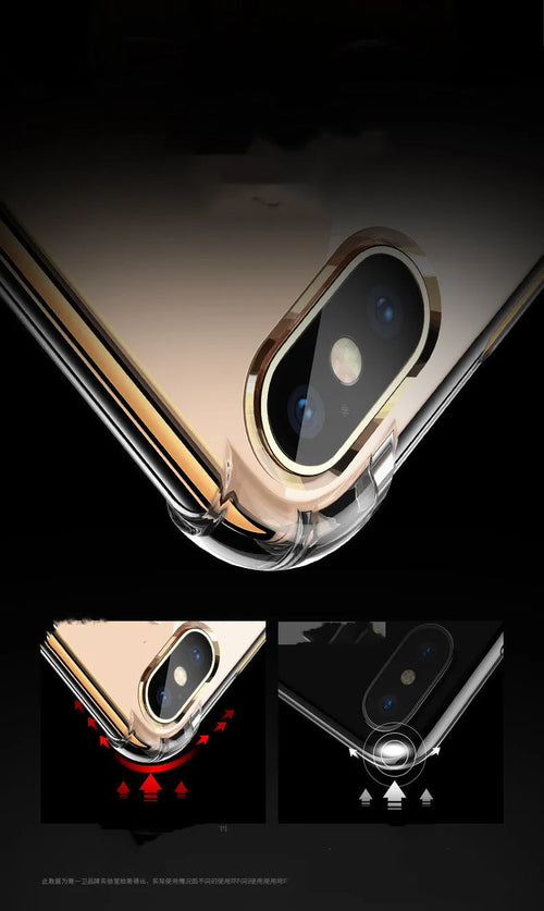 Transparent white TPU shockproof protective case for Apple iPhone models.