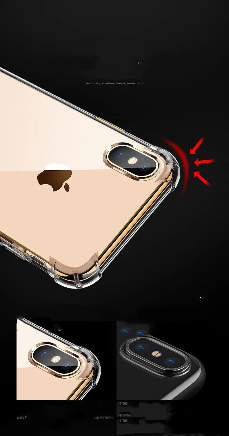 Transparent white TPU shockproof protective case for Apple iPhone models.