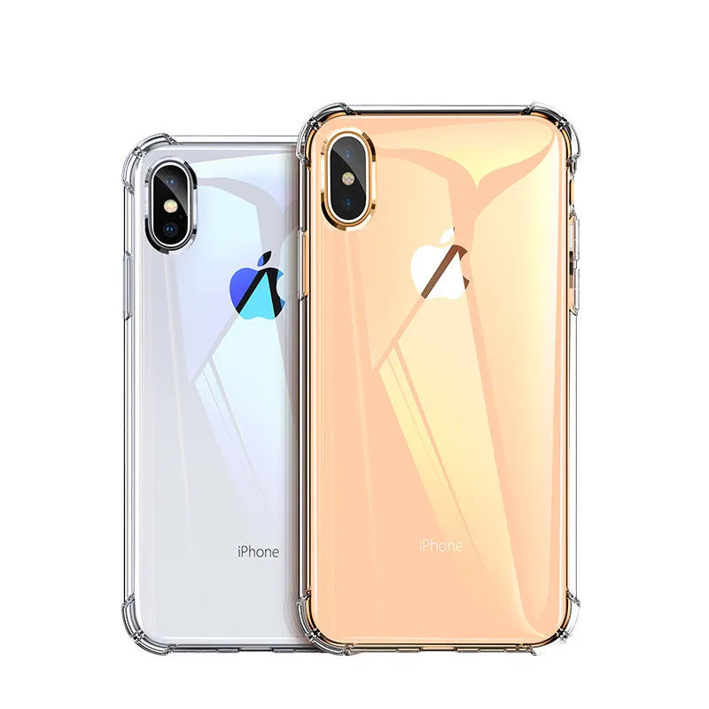 Transparent white TPU shockproof protective case for Apple iPhone models.