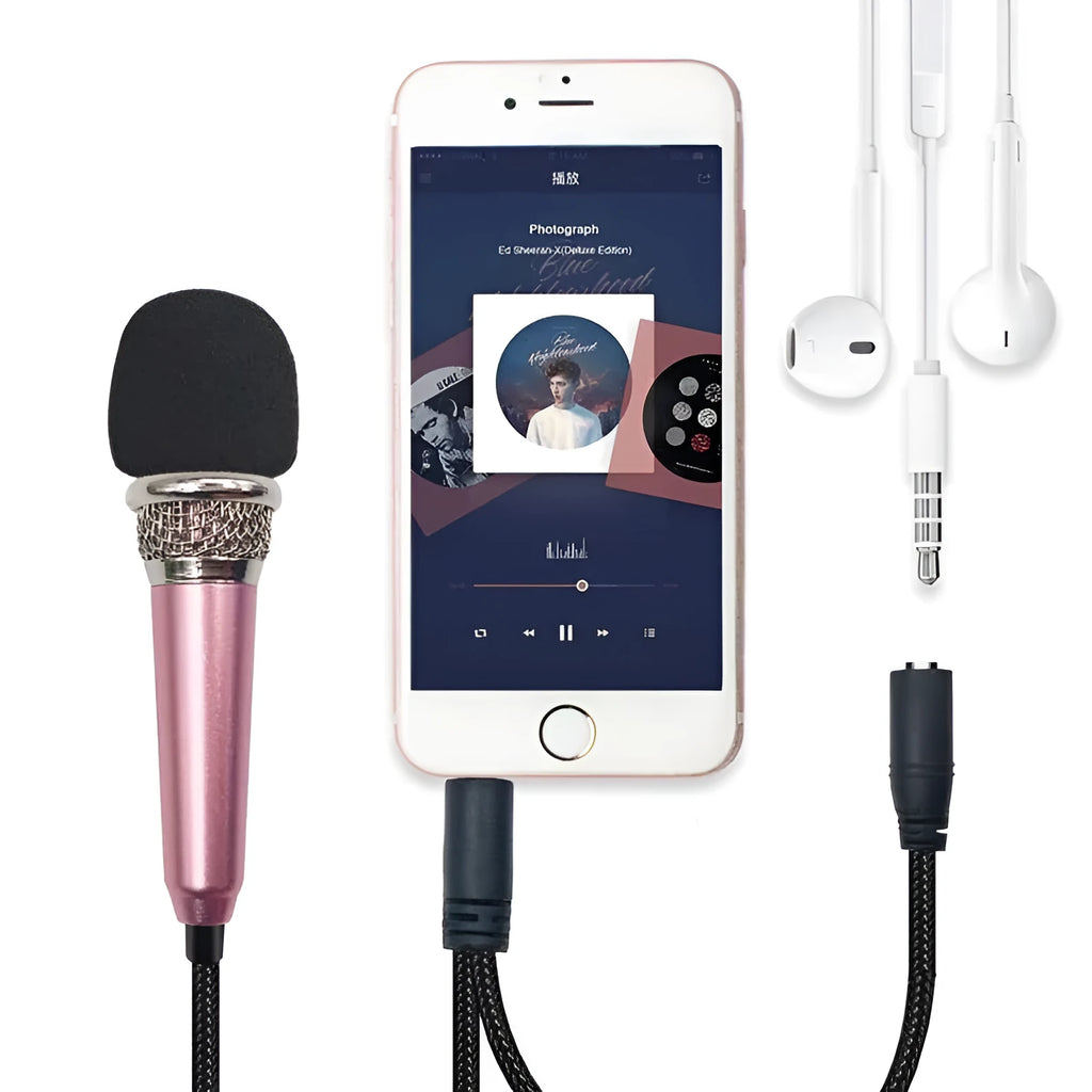 T3 mini condenser microphone with 3.5mm cable in blue, gold, red, and silver colour options
