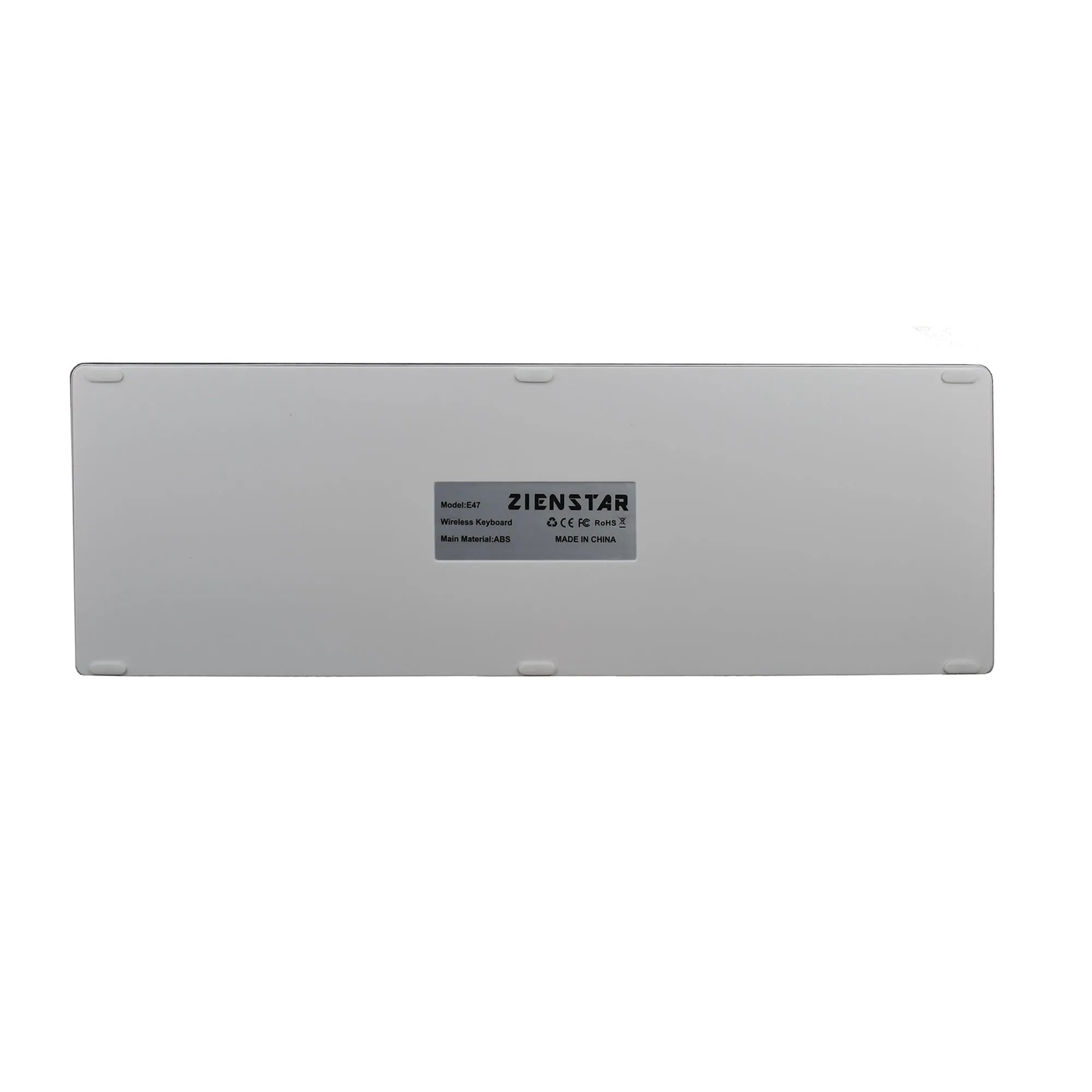 White universal Bluetooth keyboard for tablets and phones showing 104 keys and thin 13mm profile