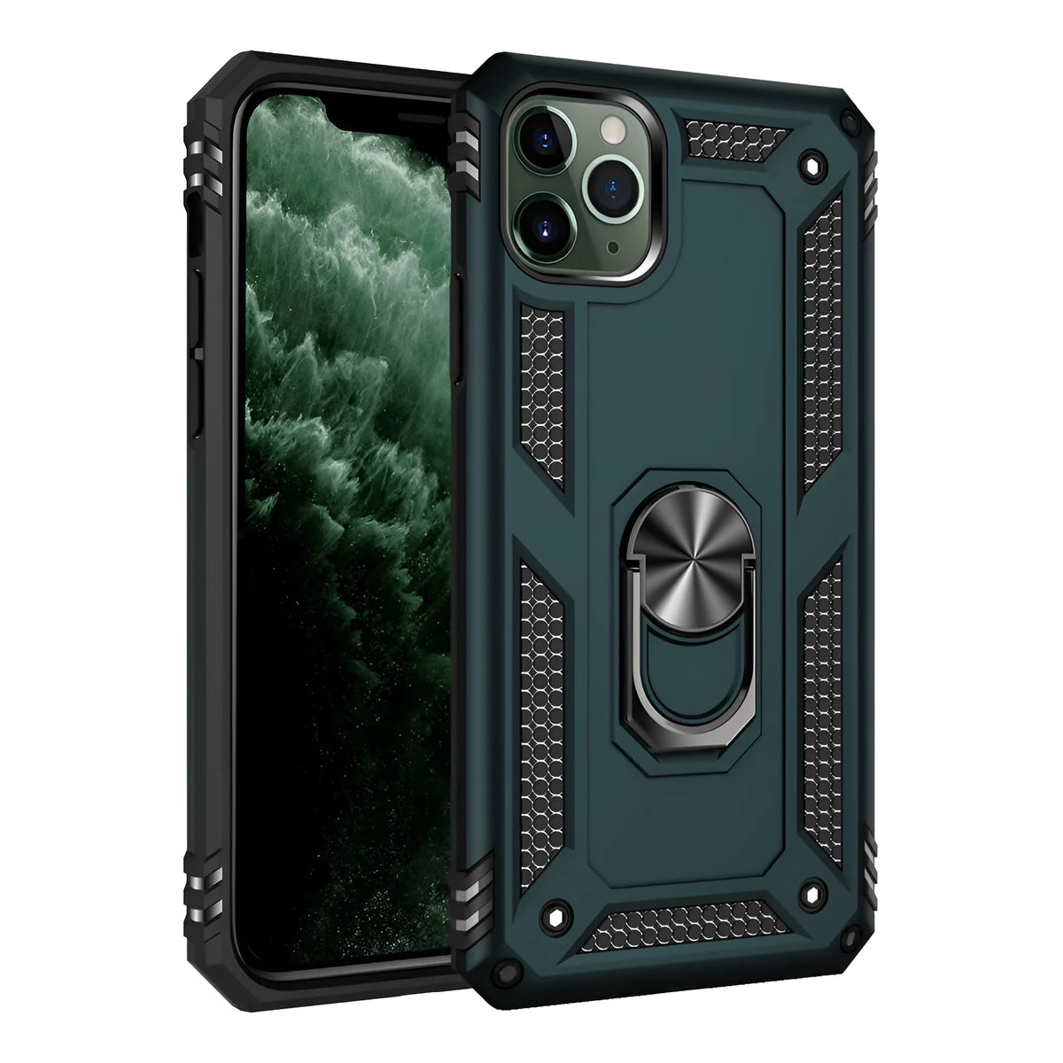 Hybrid TPU+PC hard shell phone case for multiple Apple iPhone models on a table.