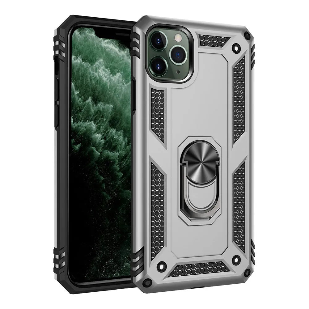 Hybrid TPU+PC hard shell phone case for multiple Apple iPhone models on a table.