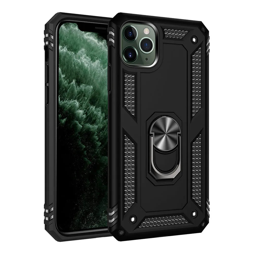 Hybrid TPU+PC hard shell phone case for multiple Apple iPhone models on a table.