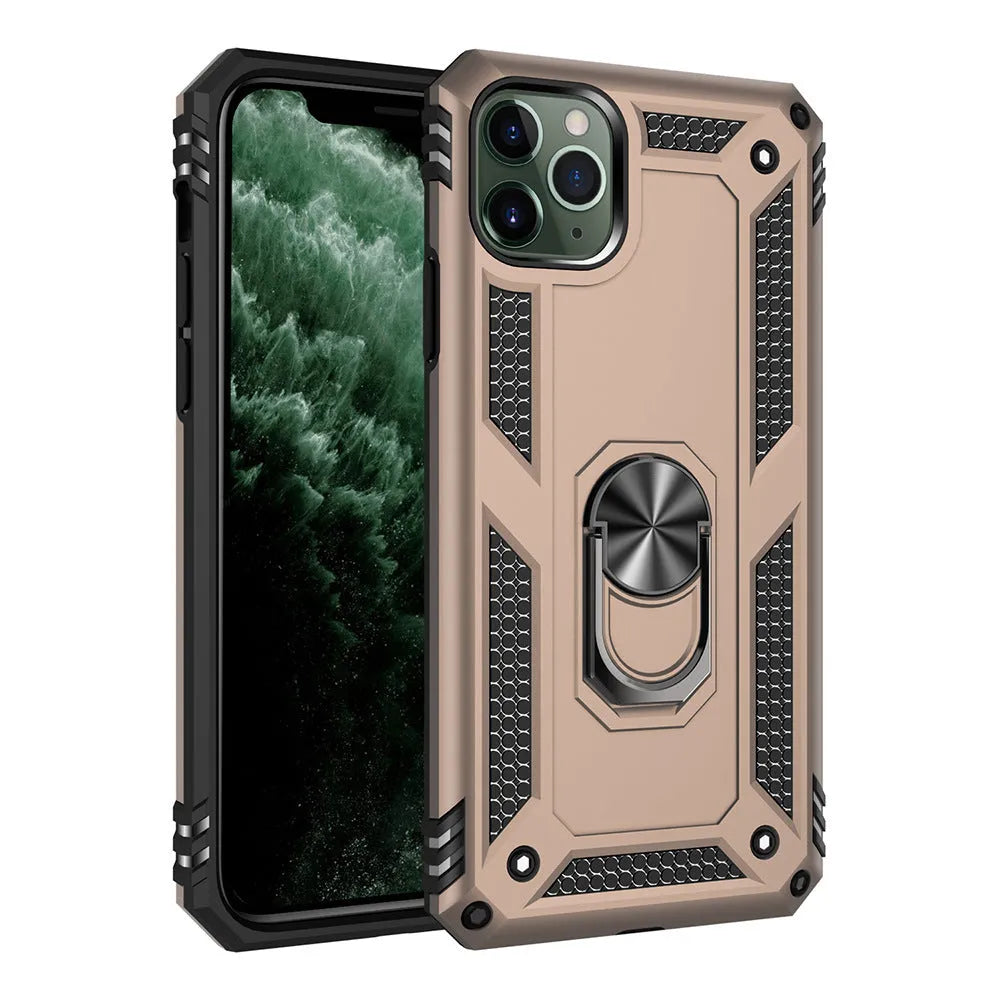 Hybrid TPU+PC hard shell phone case for multiple Apple iPhone models on a table.