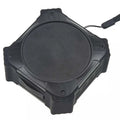 Compact black waterproof Bluetooth speaker with wrist strap showing 101mm dimensions