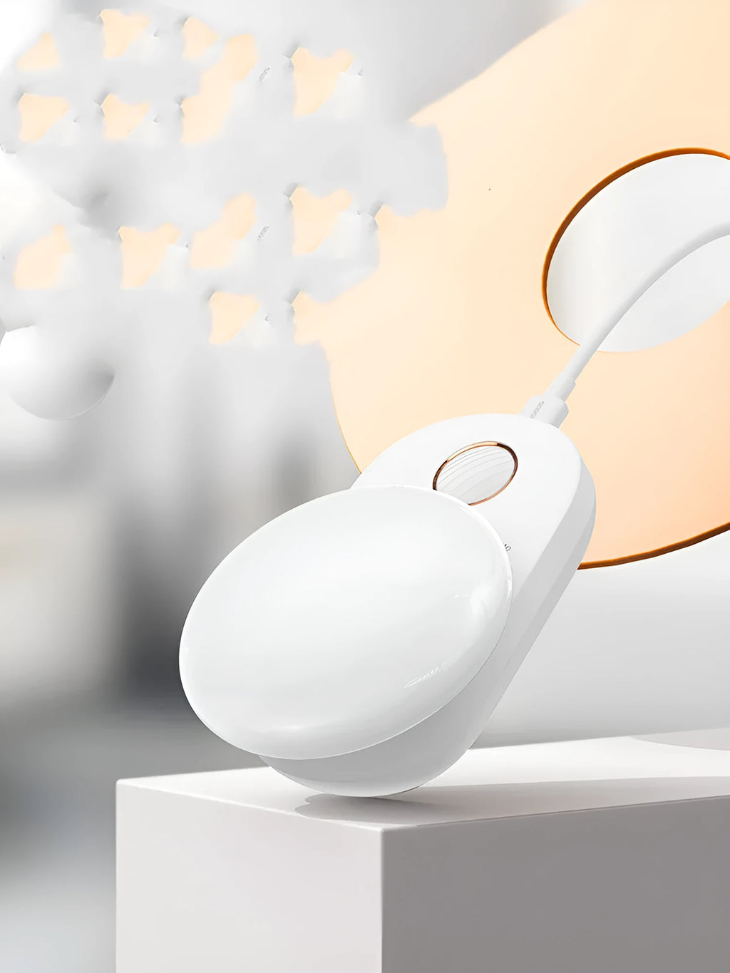 White Baseus Full Moon rechargeable night light with motion sensor for bedroom and aisle use