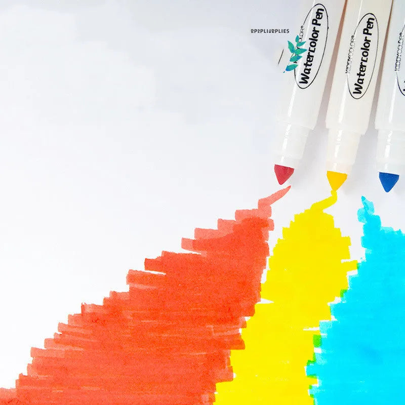 Children's plastic watercolour pen set showing 36-colour and 48-colour barrel options