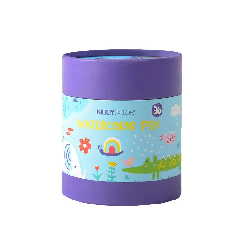 Children's plastic watercolour pen set showing 36-colour and 48-colour barrel options