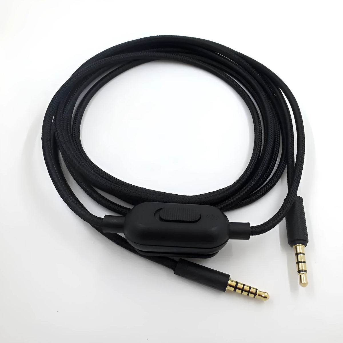 Black universal audio cable for gaming headsets with bare copper and oxygen-free copper wire.