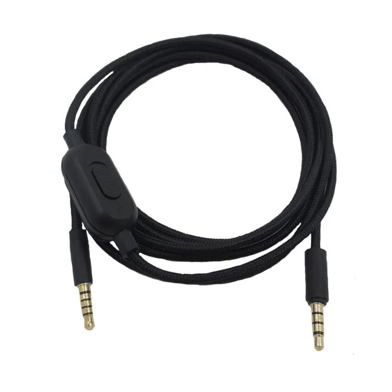 Black universal audio cable for gaming headsets with bare copper and oxygen-free copper wire.