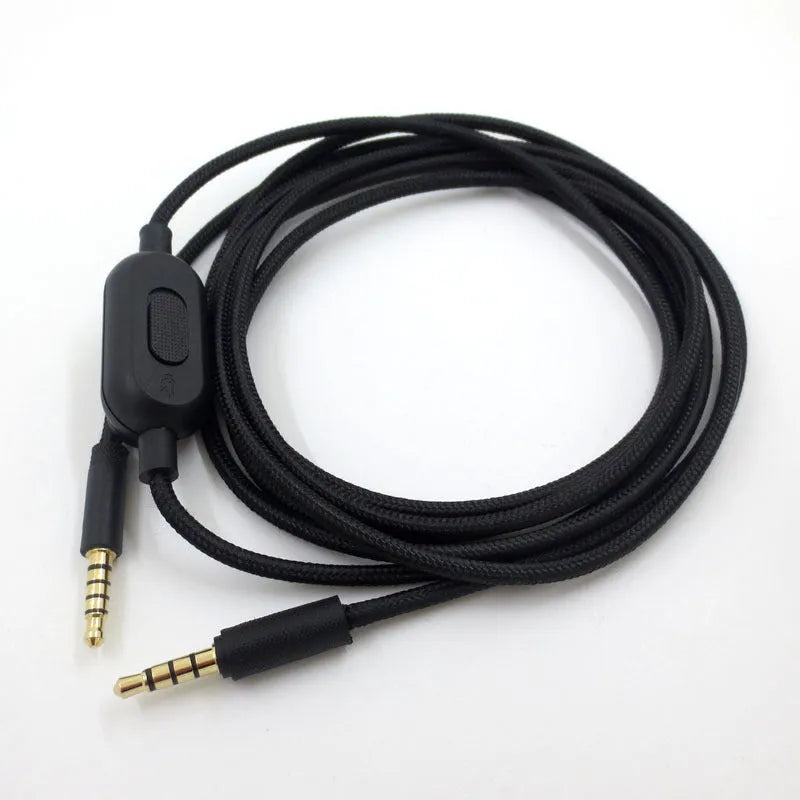 Black universal audio cable for gaming headsets with bare copper and oxygen-free copper wire.