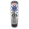 Black flat universal remote control for DISH Network satellite receiver and VIP TV DVD models.