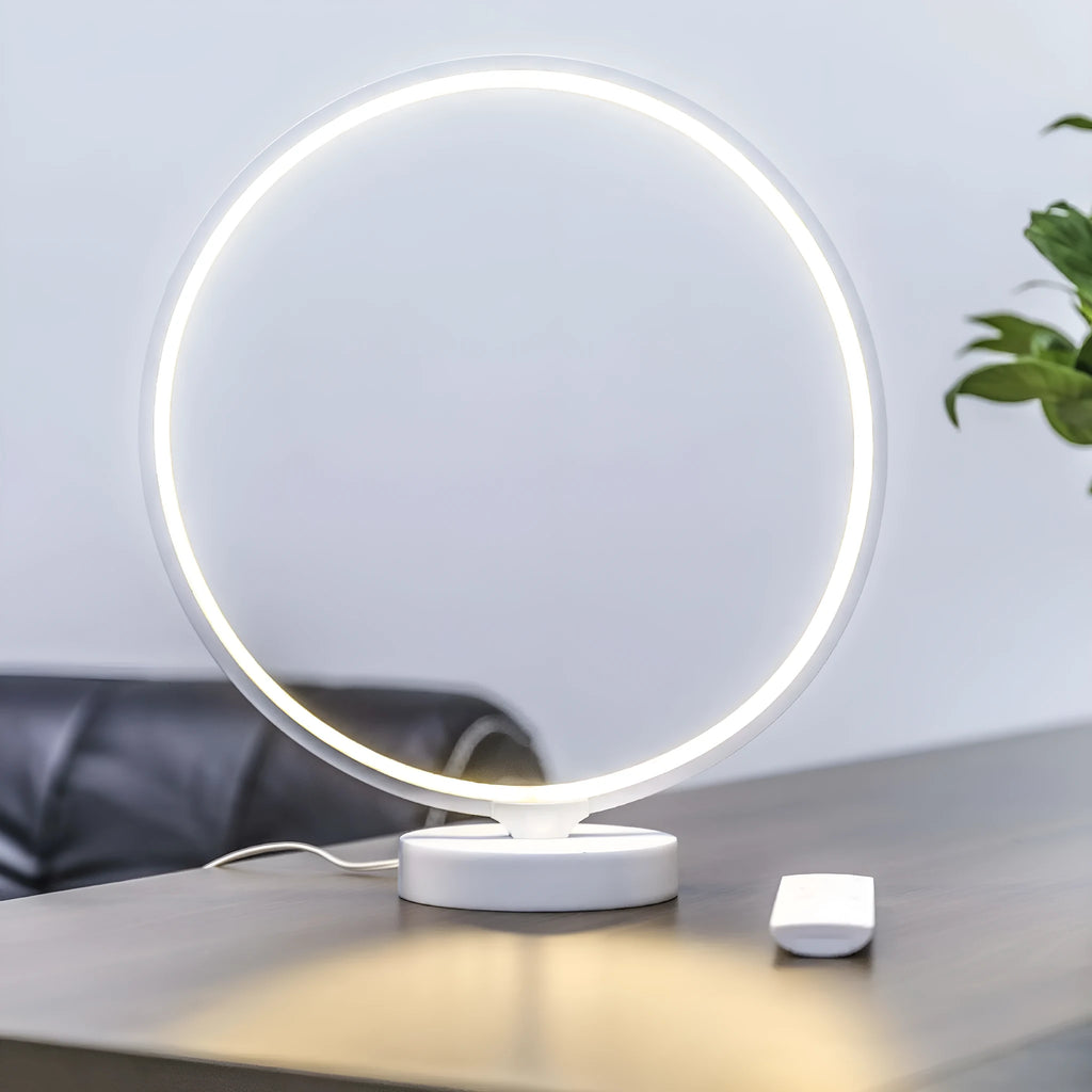 Full Moon Lamp table lamp with remote control on wooden surface