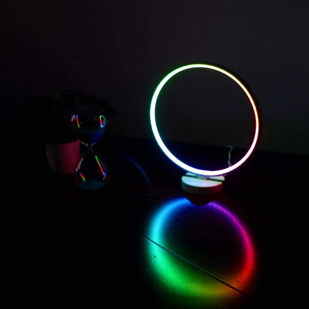 Full Moon Lamp table lamp with remote control on wooden surface