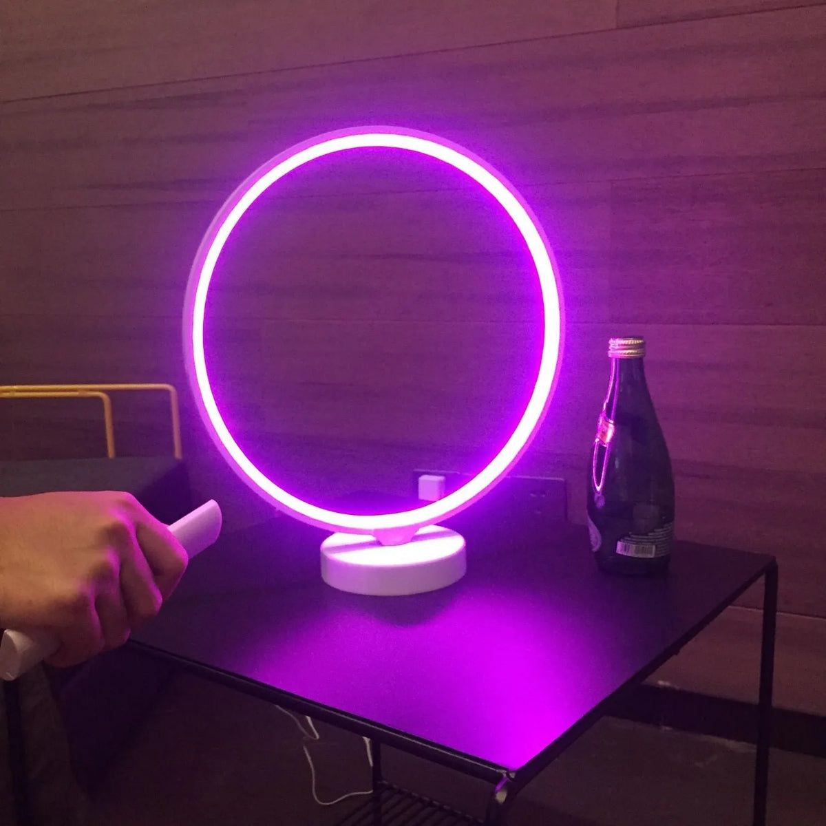 Full Moon Lamp table lamp with remote control on wooden surface
