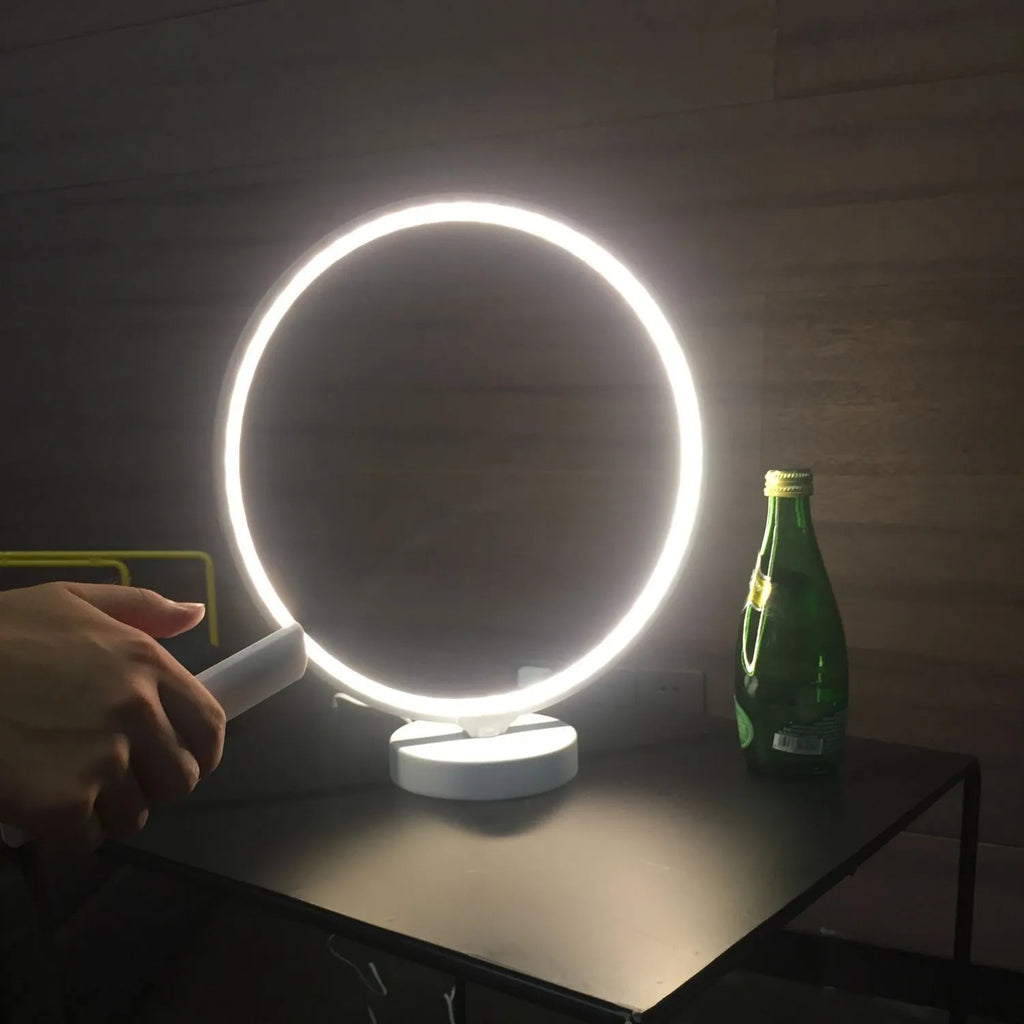 Full Moon Lamp table lamp with remote control on wooden surface