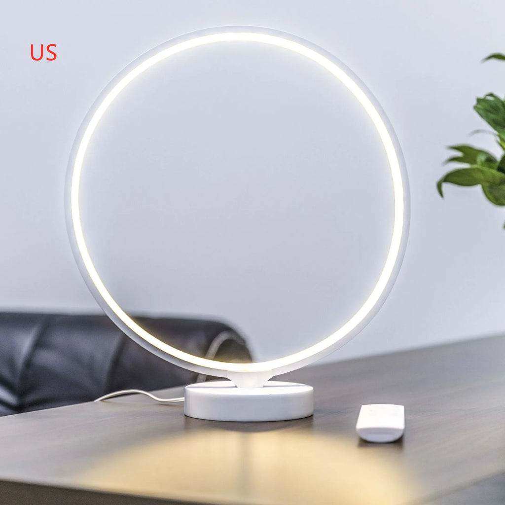 Full Moon Lamp table lamp with remote control on wooden surface