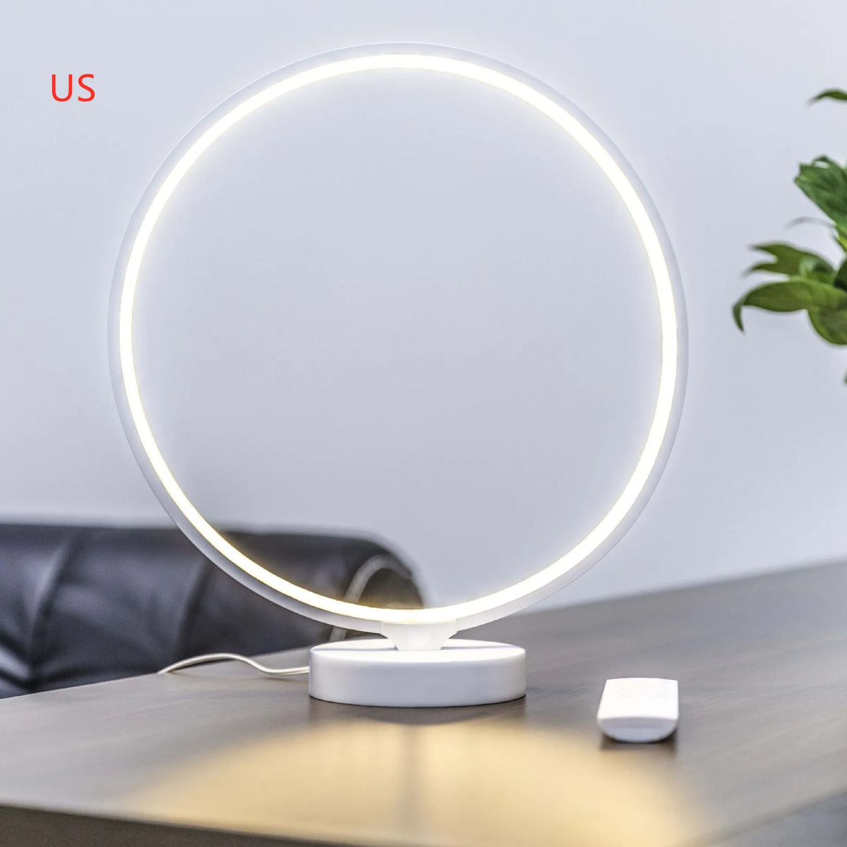 Full Moon Lamp table lamp with remote control on wooden surface