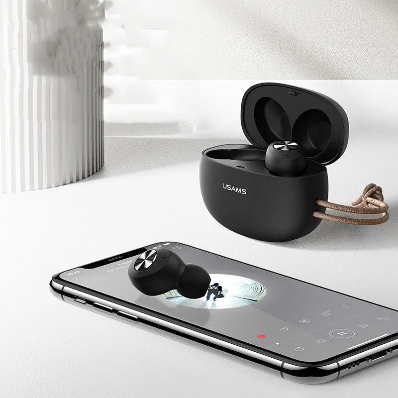 Pebble Series Wireless Bluetooth Mini TWS earbuds and charging case in black, white, or dark green.