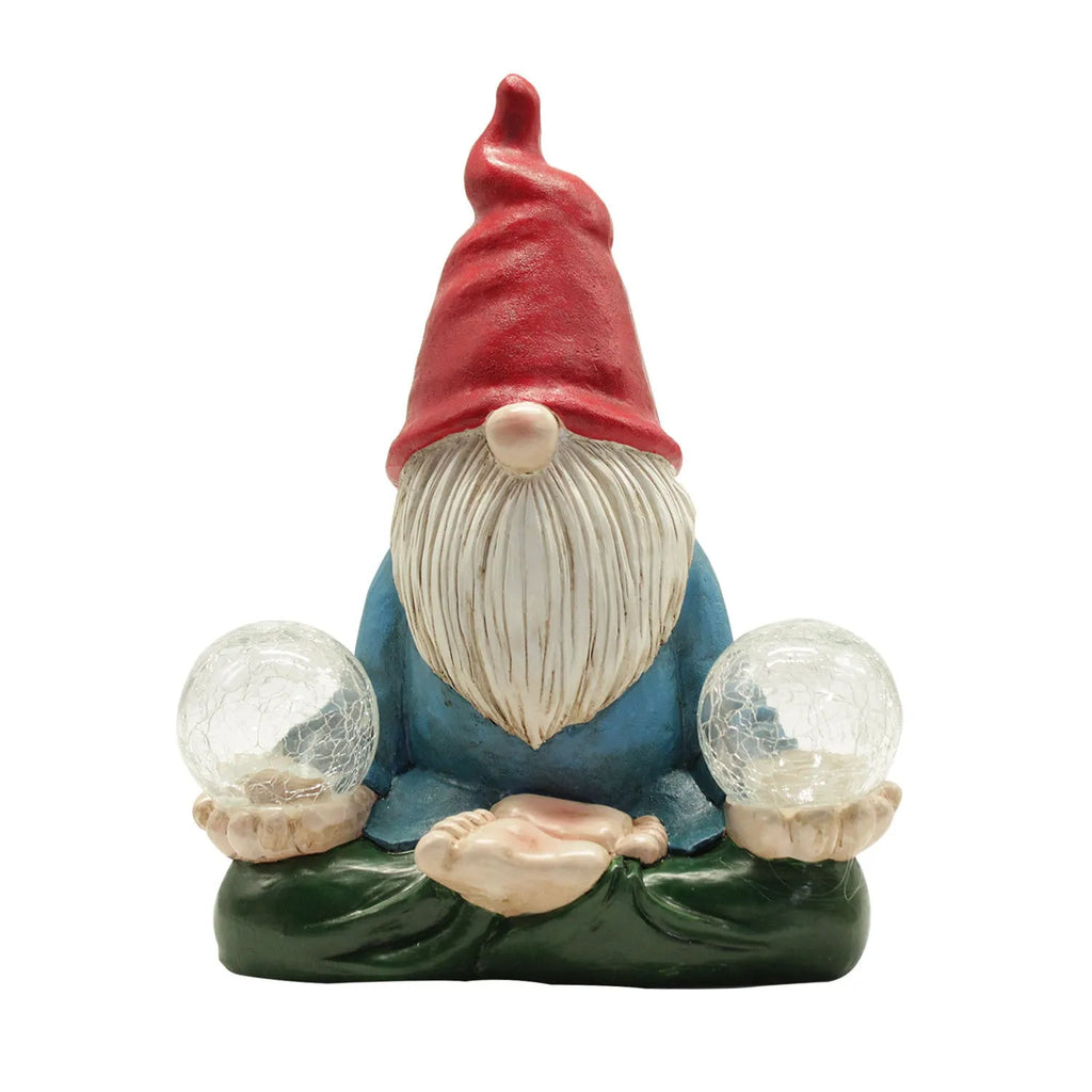 Solar LED resin dwarf doll outdoor statue with faceless old man design for garden decoration