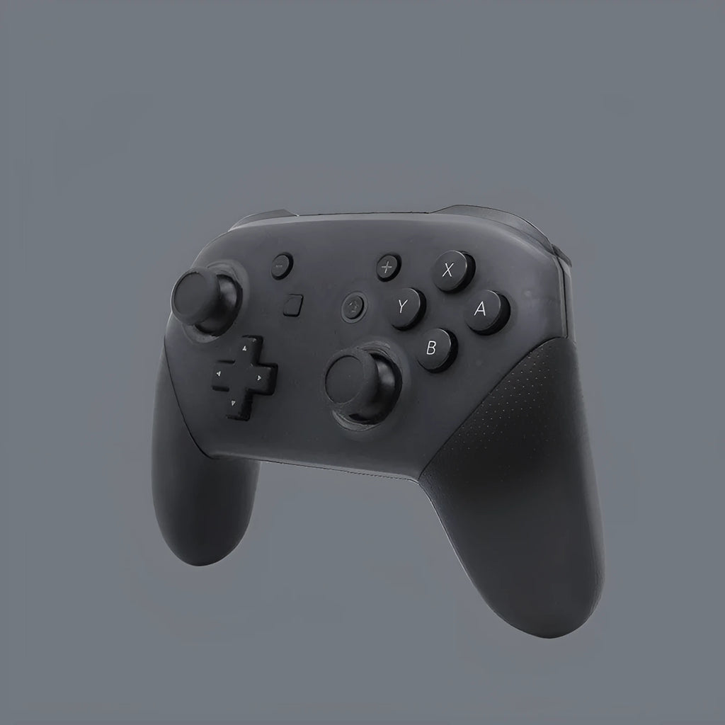 Black wireless Switch PRO gamepad controller with vibration function and screen capture button