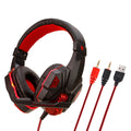 Wired PS4 gaming headset with light-up feature and tan leather over-ear muffs.