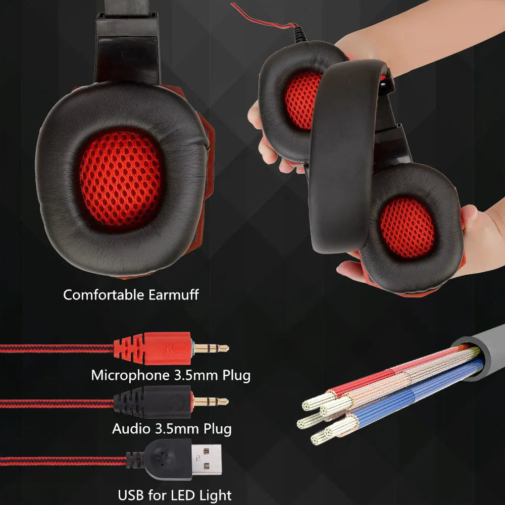Wired PS4 gaming headset with light-up feature and tan leather over-ear muffs.