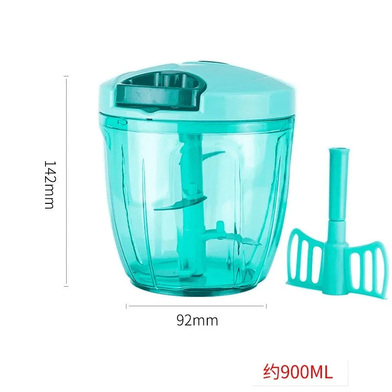 Green manual kitchen chopper with stainless steel blades and 500ml capacity bowl
