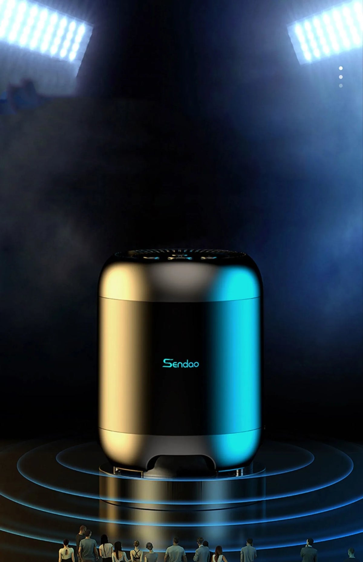 Black or white portable Bluetooth speaker with card reader slot and compact 90x73x73mm dimensions