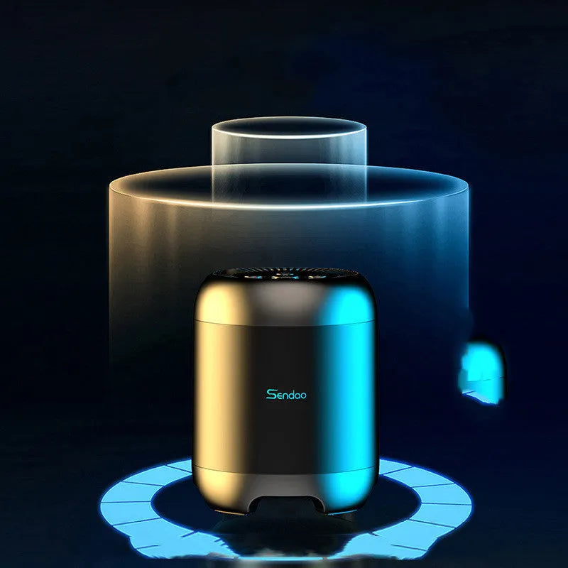 Black or white portable Bluetooth speaker with card reader slot and compact 90x73x73mm dimensions