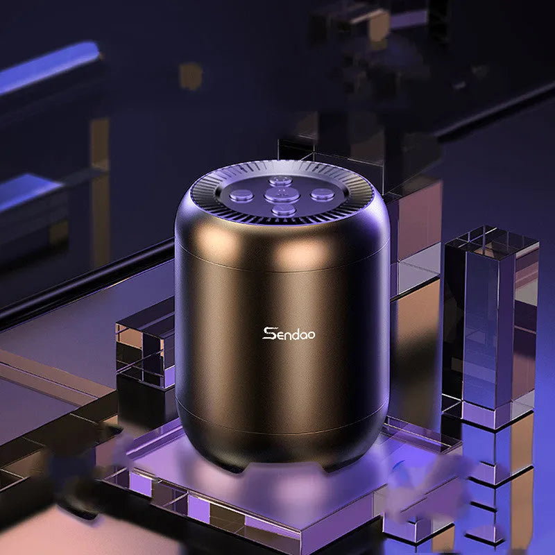 Black or white portable Bluetooth speaker with card reader slot and compact 90x73x73mm dimensions