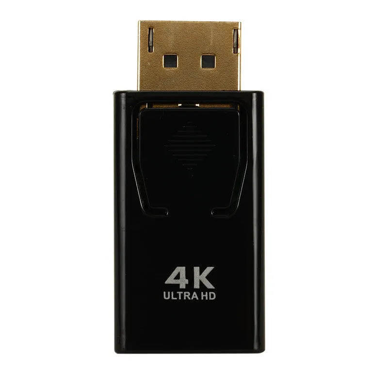 Black DisplayPort to HDMI adapter cable with conversion head for 4K video transmission