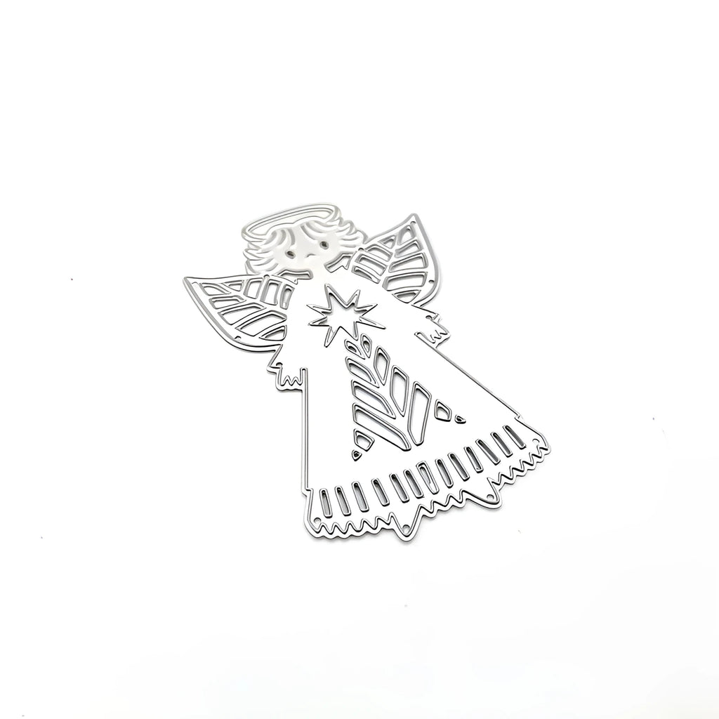 White angel character knife mould for embossing greeting cards, 8 by 6 cm with hanging form