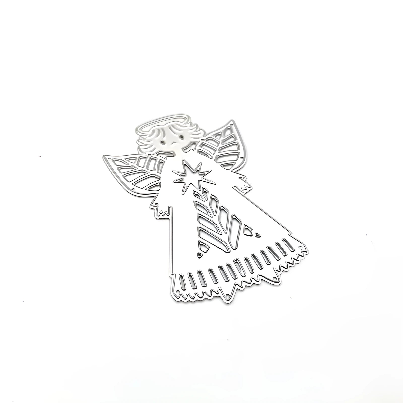 White angel character knife mould for embossing greeting cards, 8 by 6 cm with hanging form