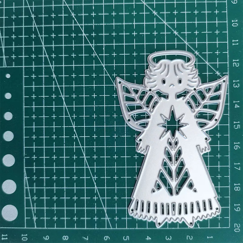 White angel character knife mould for embossing greeting cards, 8 by 6 cm with hanging form