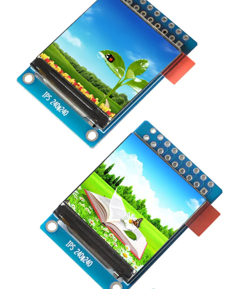 1.3-inch square IPS LCD display module with 240x240 resolution and 18-pin connector.