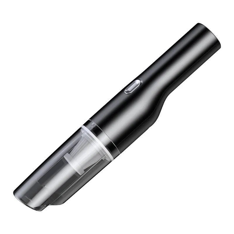 Mini portable car vacuum cleaner in black with 120W 12V power, ABS body, for automotive and household use