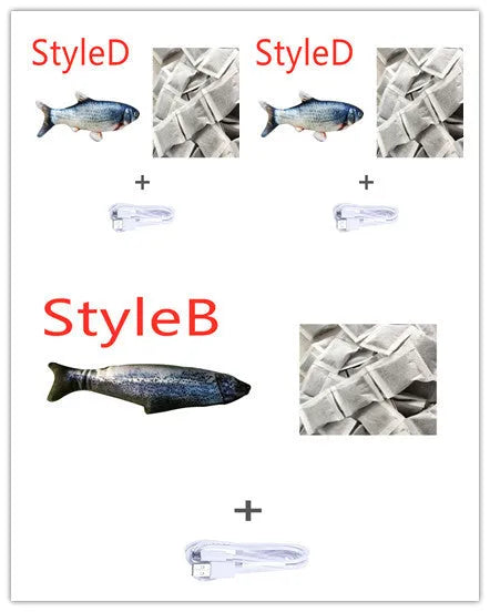 30cm multicolor electronic jumping fish cat toy with USB charging cable
