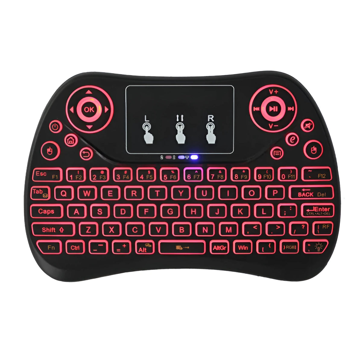 Mini touch keyboard with seven-colour backlight, 2.4G wireless USB, English layout, 152x102x13mm