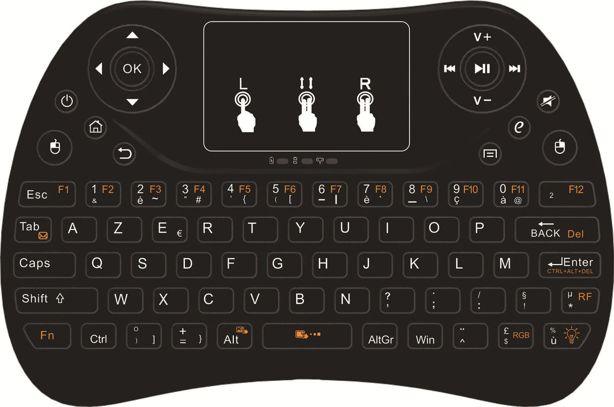Mini touch keyboard with seven-colour backlight, 2.4G wireless USB, English layout, 152x102x13mm