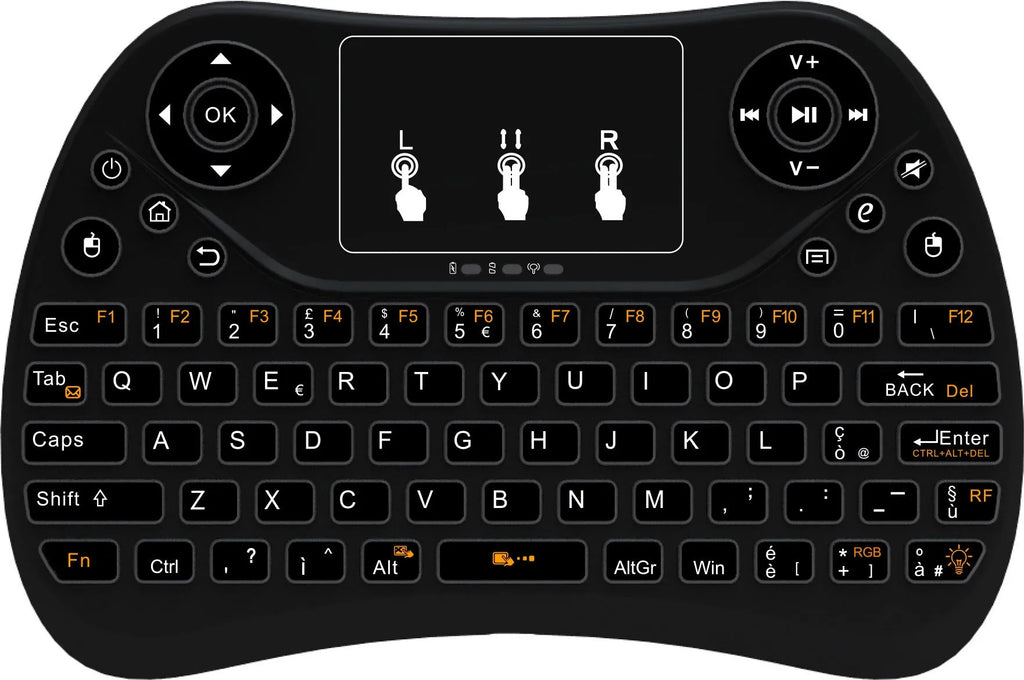 Mini touch keyboard with seven-colour backlight, 2.4G wireless USB, English layout, 152x102x13mm