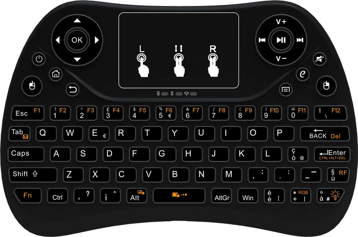 Mini touch keyboard with seven-colour backlight, 2.4G wireless USB, English layout, 152x102x13mm
