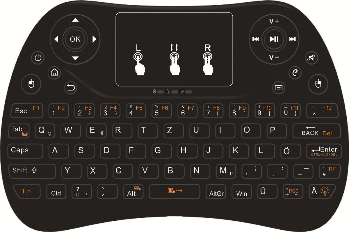 Mini touch keyboard with seven-colour backlight, 2.4G wireless USB, English layout, 152x102x13mm