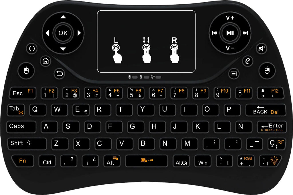 Mini touch keyboard with seven-colour backlight, 2.4G wireless USB, English layout, 152x102x13mm