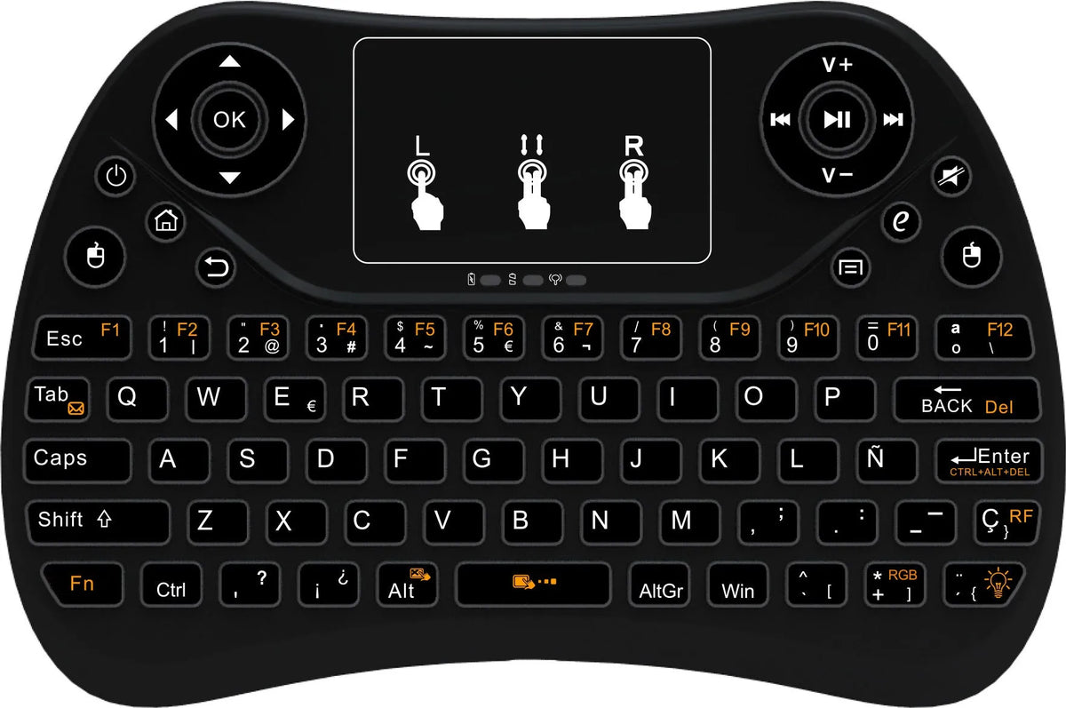 Mini touch keyboard with seven-colour backlight, 2.4G wireless USB, English layout, 152x102x13mm