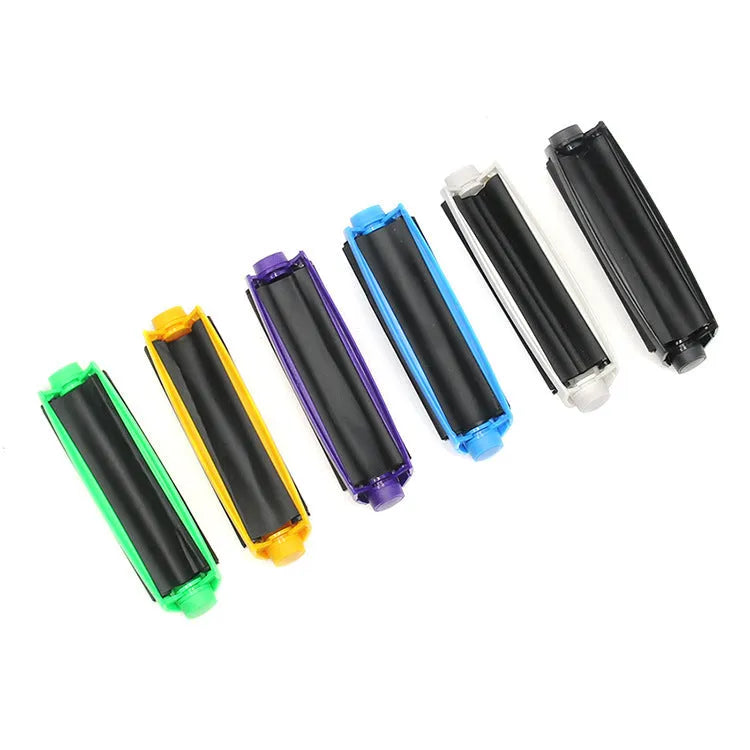 Manual plastic cone cigarette maker in assorted colours for making 110mm cigarettes from shredded tobacco.