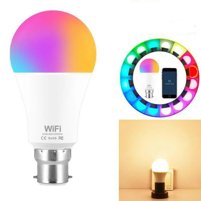 15W WiFi smart LED light bulb with RGB colour changing and dimmable white light